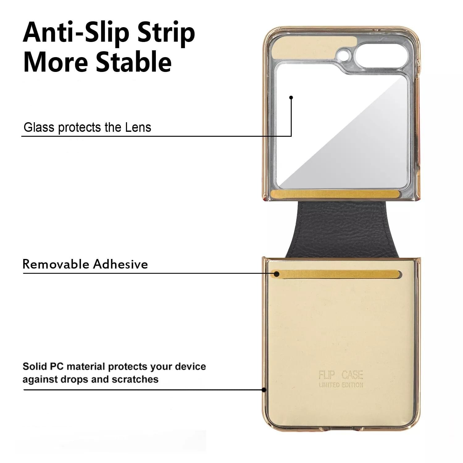 Samsung Galaxy Z Flip 5 & 6 Series Ring Holder Buckle PU Leather Hinge Case - Image 2