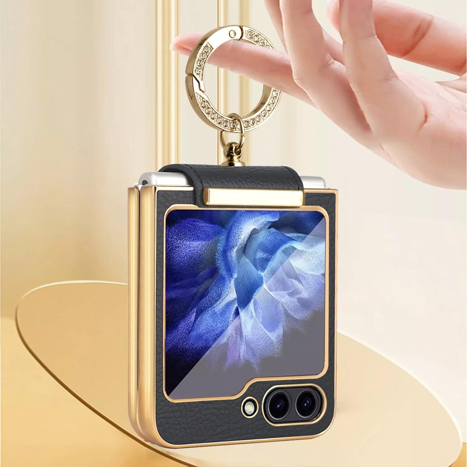 Samsung Galaxy Z Flip 5 & 6 Series Ring Holder Buckle PU Leather Hinge Case - Image 13
