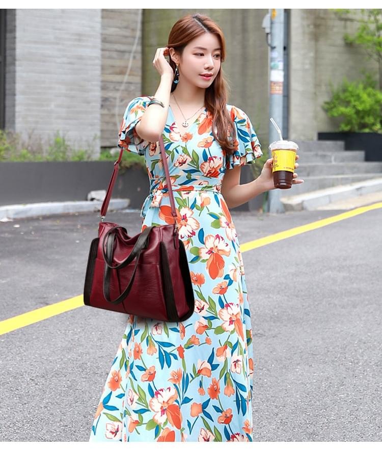 IELGY Fashionable large-capacity Multipurpose Mandy Fashion Grain Leather Crossbody handbag - Image 26