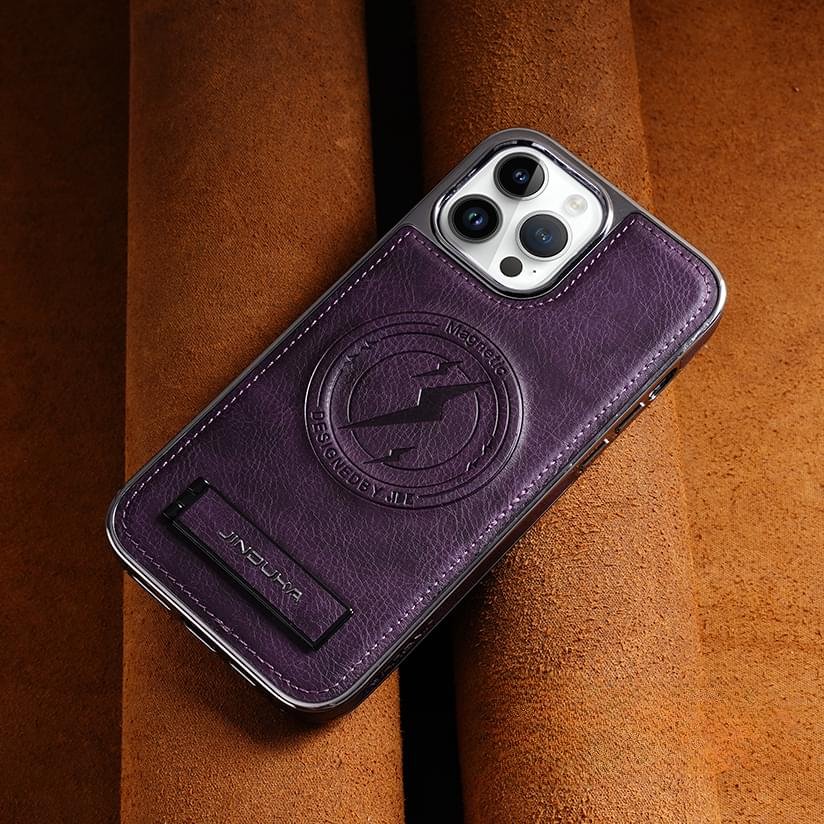 Magnetic Wireless Charging Kickstand Leather Case for iPhone Series Invisible Bracket Skin Feeling Slim Cover - Image 5