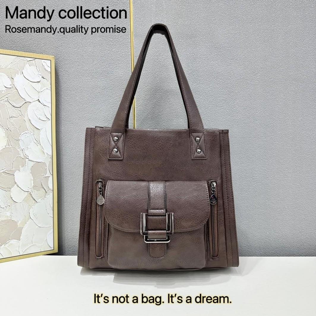 Modern Design Classic Retro Casual Large Capacity Rose Mandy Top Grain Leather Handbag - Image 4