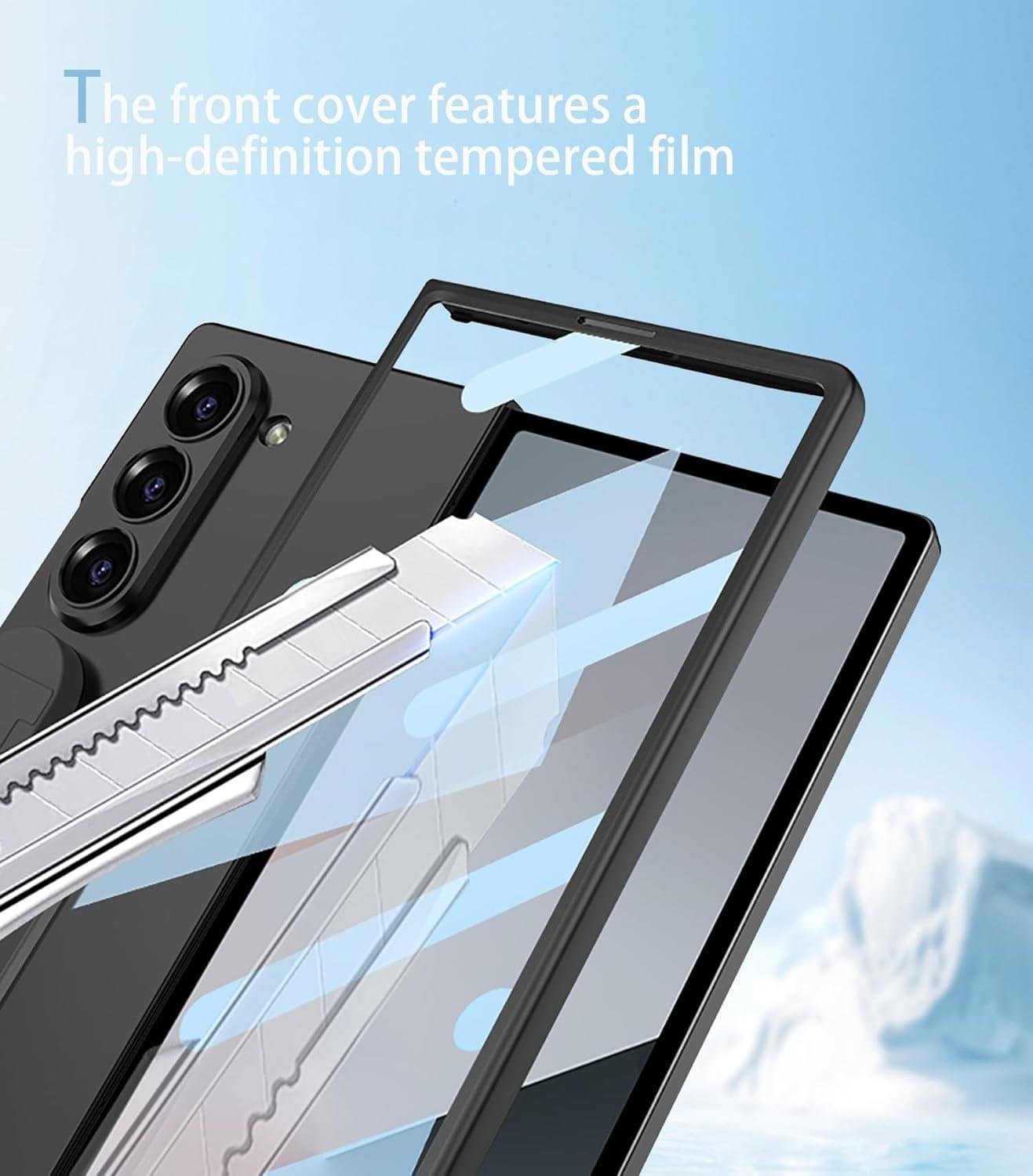 Samsung Fold 6 GKK Matte Finish Slim Band Silicone Protective Case with Finger Strap & Built-in Screen Protector - Image 6