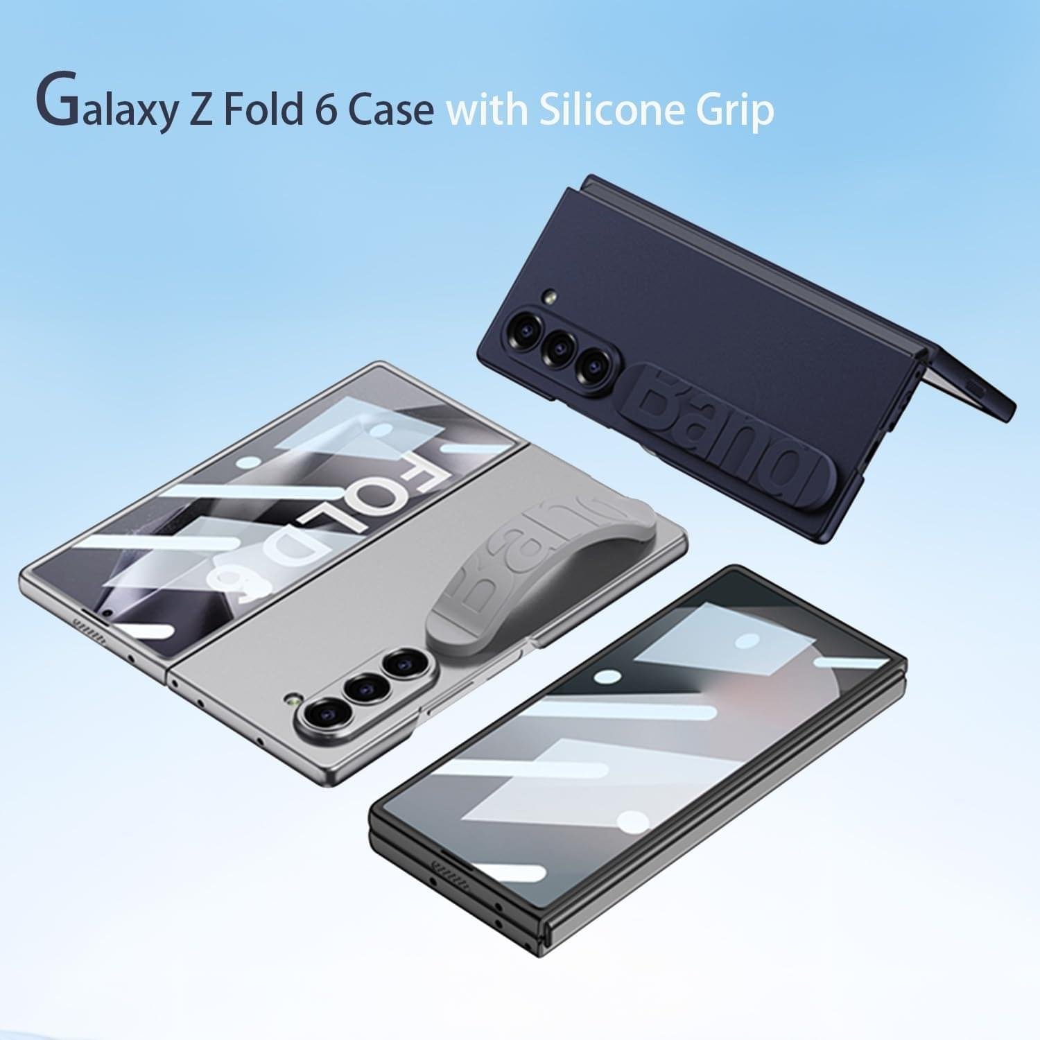 Samsung Fold 6 GKK Matte Finish Slim Band Silicone Protective Case with Finger Strap & Built-in Screen Protector - Image 3
