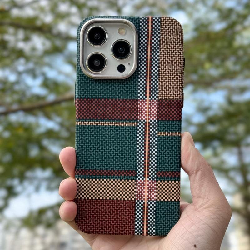 British Style Carbon Fiber Tartan MagSafe Case for iPhone Series - Image 12