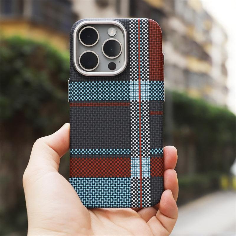 British Style Carbon Fiber Tartan MagSafe Case for iPhone Series - Image 11