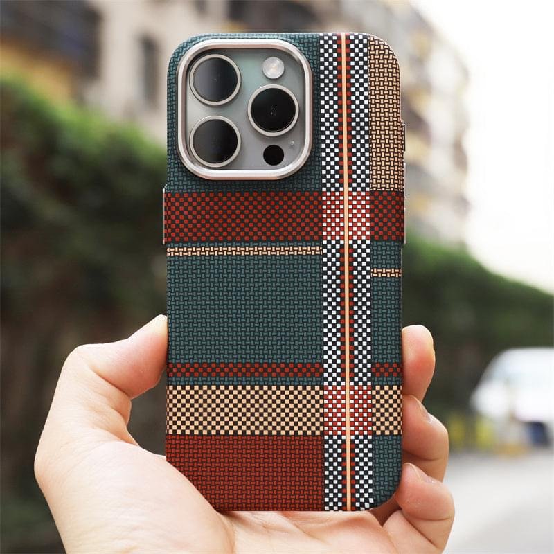 British Style Carbon Fiber Tartan MagSafe Case for iPhone Series - Image 9