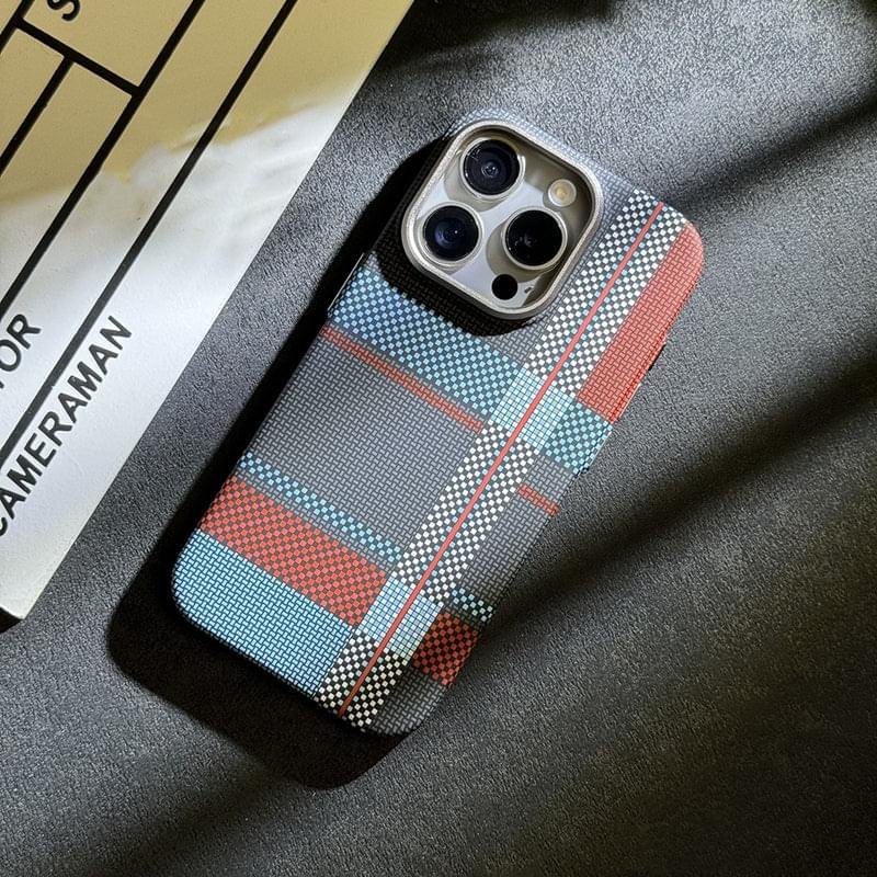 British Style Carbon Fiber Tartan MagSafe Case for iPhone Series - Image 18