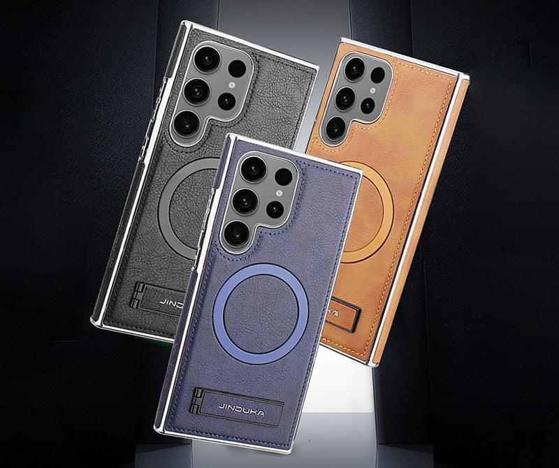 Luxury Premium PU Leather Invisible Stand Magnetic Wireless Charging Case for Samsung Galaxy S23/S24 Ultra - Image 30