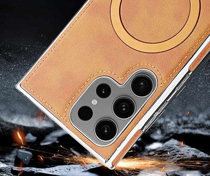 Luxury Premium PU Leather Invisible Stand Magnetic Wireless Charging Case for Samsung Galaxy S23/S24 Ultra - Image 32