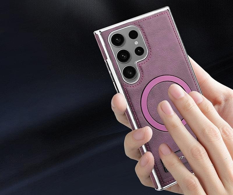 Luxury Premium PU Leather Invisible Stand Magnetic Wireless Charging Case for Samsung Galaxy S23/S24 Ultra - Image 34