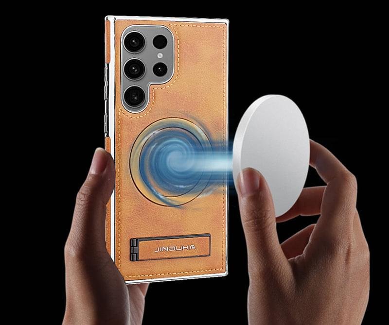Luxury Premium PU Leather Invisible Stand Magnetic Wireless Charging Case for Samsung Galaxy S23/S24 Ultra - Image 29