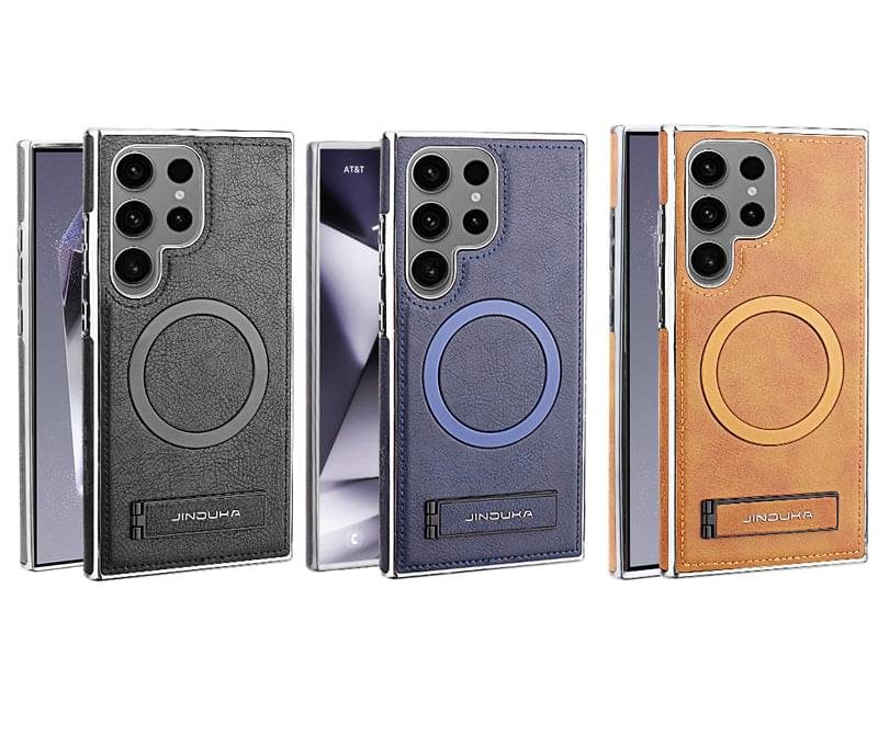 Luxury Premium PU Leather Invisible Stand Magnetic Wireless Charging Case for Samsung Galaxy S23/S24 Ultra - Image 31