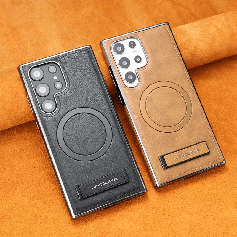 Luxury Premium PU Leather Invisible Stand Magnetic Wireless Charging Case for Samsung Galaxy S23/S24 Ultra - Image 16