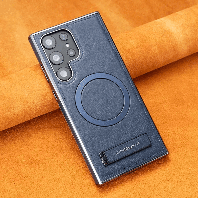 Luxury Premium PU Leather Invisible Stand Magnetic Wireless Charging Case for Samsung Galaxy S23/S24 Ultra - Image 24