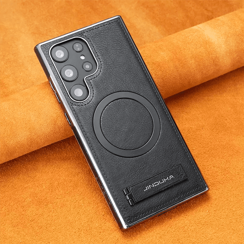 Luxury Premium PU Leather Invisible Stand Magnetic Wireless Charging Case for Samsung Galaxy S23/S24 Ultra - Image 15