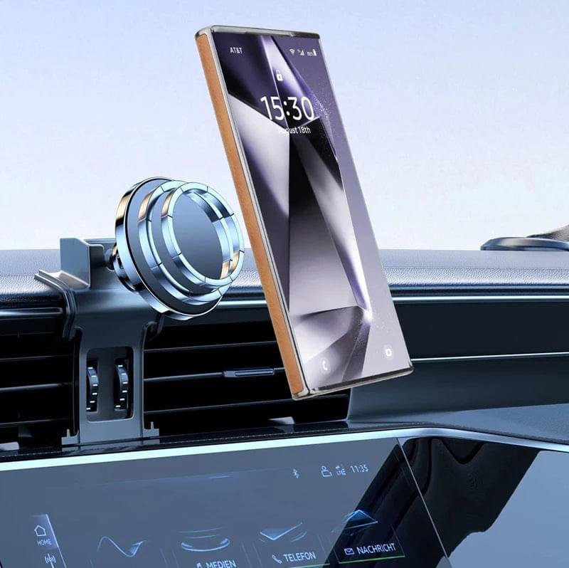 Luxury Premium PU Leather Invisible Stand Magnetic Wireless Charging Case for Samsung Galaxy S23/S24 Ultra - Image 6