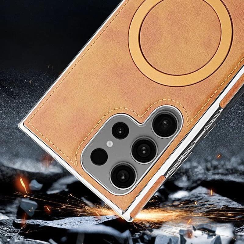 Luxury Premium PU Leather Invisible Stand Magnetic Wireless Charging Case for Samsung Galaxy S23/S24 Ultra - Image 7