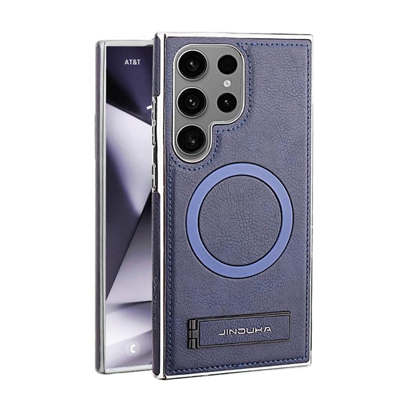 Luxury Premium PU Leather Invisible Stand Magnetic Wireless Charging Case for Samsung Galaxy S23/S24 Ultra - Image 38