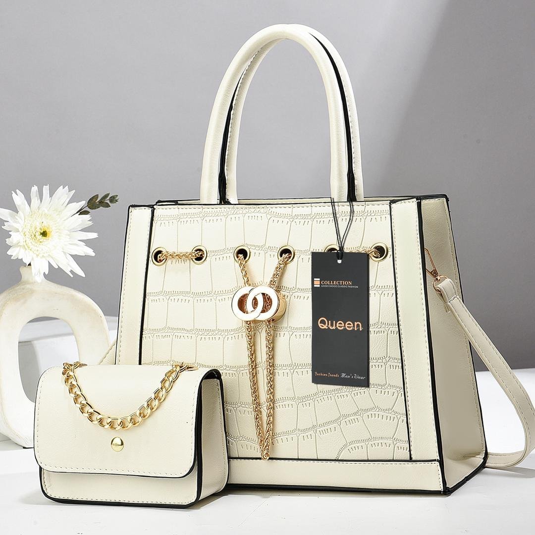 NEW QUEEN 2-in-1 Croc-Embossed Leather Tote & Clutch Handbag Set - Image 7