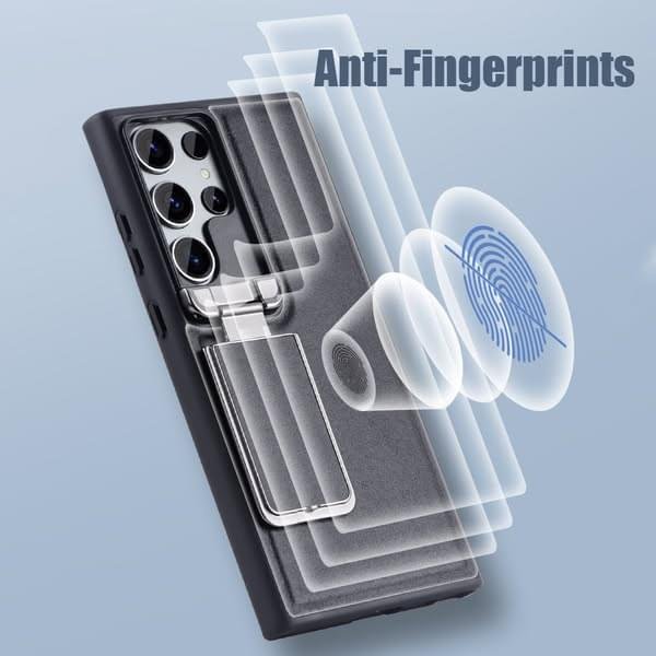 Samsung Galaxy S23/S24 Ultra, Genuine Leather Back Lens Protection Cover, Anti -Scratch and Protect Privacy Flip Aluminum Alloy Stand Slim Cover - Image 6