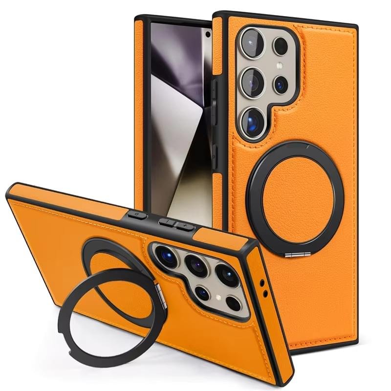 Samsung Galaxy S22 S23 S24 S25 Ultra Series Magsafe Leather 360° Adjustable Ring Shockproof Protective Slim Stand Case - Image 12