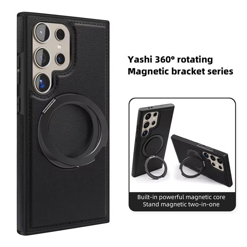 Samsung Galaxy S22 S23 S24 S25 Ultra Series Magsafe Leather 360° Adjustable Ring Shockproof Protective Slim Stand Case - Image 11