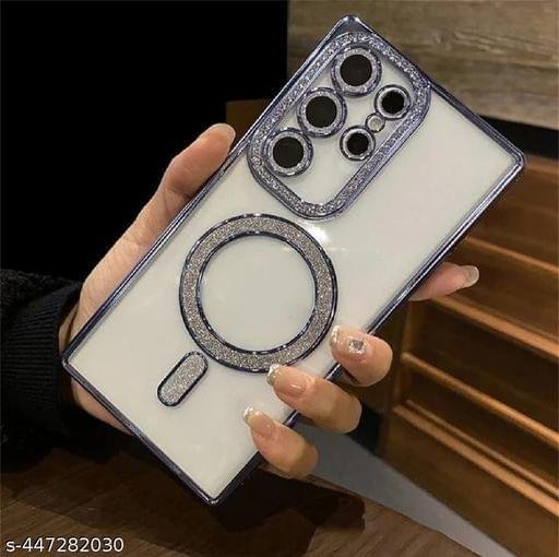 Samsung Galaxy S23/S24/S25 Ultra Magnetic Case with Glitter Diamond Camera Protector, Luxury Plating Bling Rhinestones Soft Bumper Clear Transparent Phone Case - Image 3
