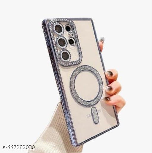 Samsung Galaxy S23/S24/S25 Ultra Magnetic Case with Glitter Diamond Camera Protector, Luxury Plating Bling Rhinestones Soft Bumper Clear Transparent Phone Case - Image 4