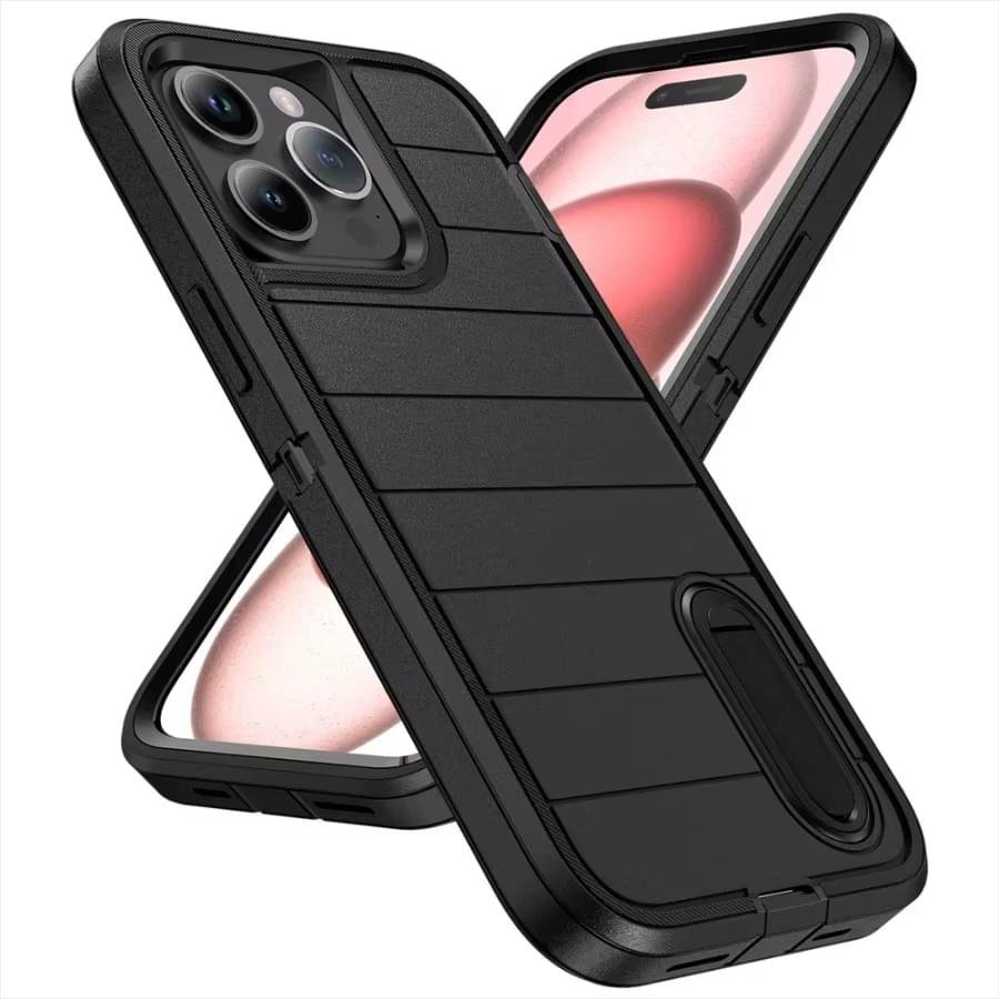 Heavy Duty Shockproof  3-Layer Military-Grade Rugged Protective Bumper Phone Case with Kickstand Anti-Slip Grip Shockproof For iPhone 16 15 14 13 12 11 Pro Max Series - Image 15