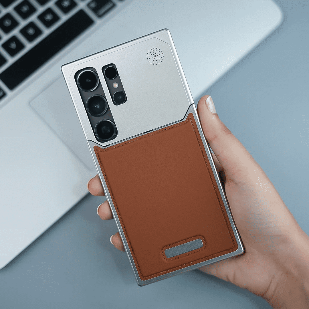 Samsung Galaxy S24/S25 Ultra Metal Case, Aero Flex Aluminum Metal + Leather Frameless Cover Magsafe