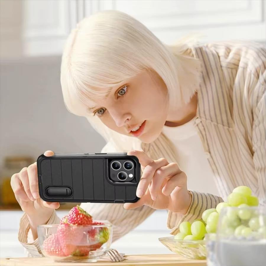 Heavy Duty Shockproof  3-Layer Military-Grade Rugged Protective Bumper Phone Case with Kickstand Anti-Slip Grip Shockproof For iPhone 16 15 14 13 12 11 Pro Max Series - Image 19