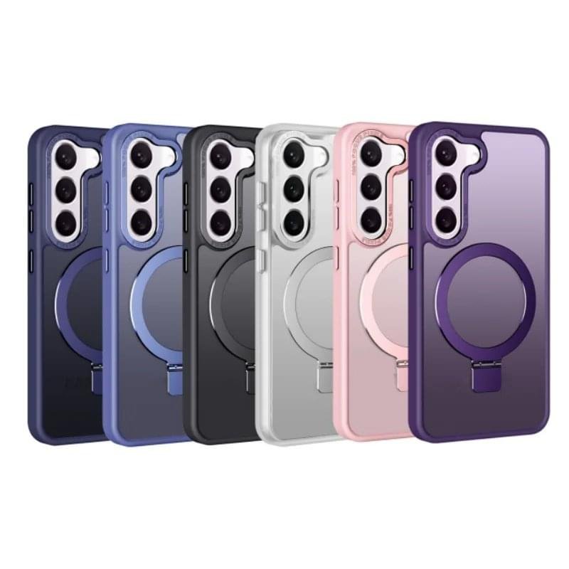 Luxury Premium Clear Matte Frosted Magnetic Invisible Metal Kickstand Holder  Case Cover For Samsung A Series - Image 2