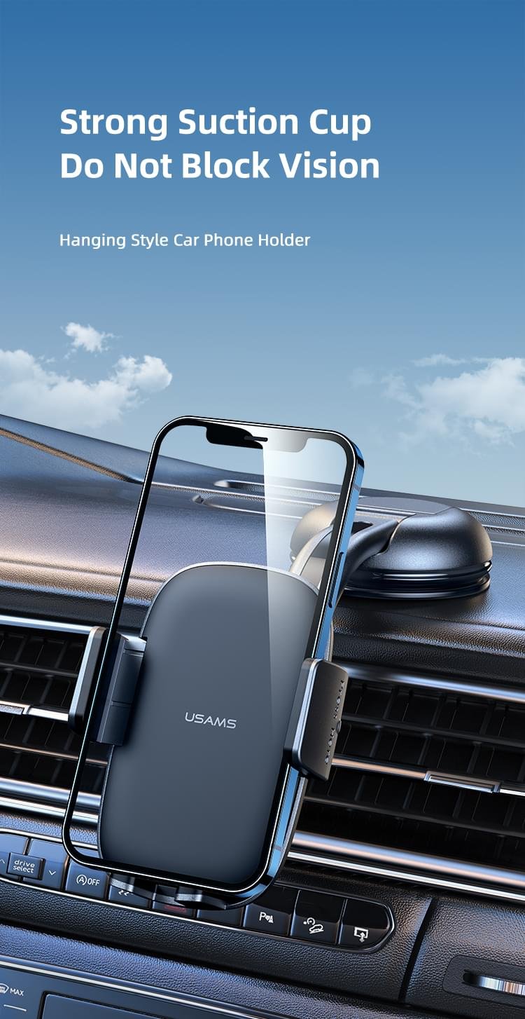 USAMS US-ZJ063 Car Dashboard Windshield Suction Cup Mobile Phone Holder Rotatable Bracket - Image 13