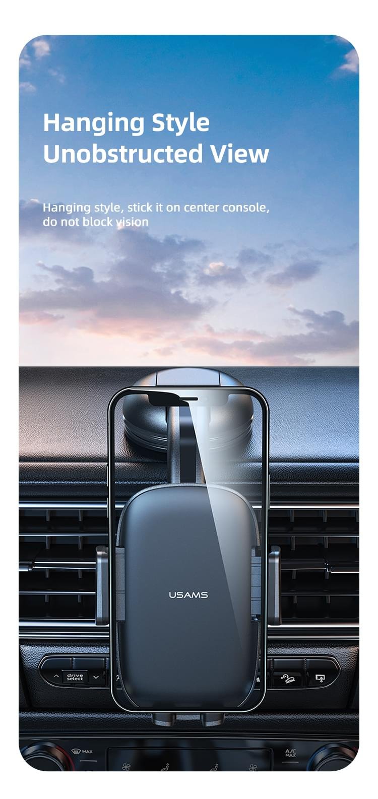 USAMS US-ZJ063 Car Dashboard Windshield Suction Cup Mobile Phone Holder Rotatable Bracket - Image 11