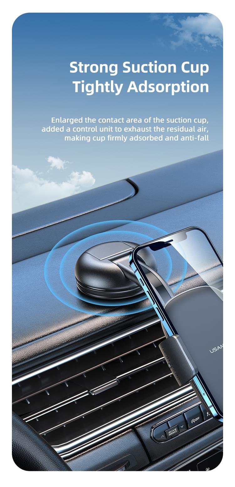 USAMS US-ZJ063 Car Dashboard Windshield Suction Cup Mobile Phone Holder Rotatable Bracket - Image 9