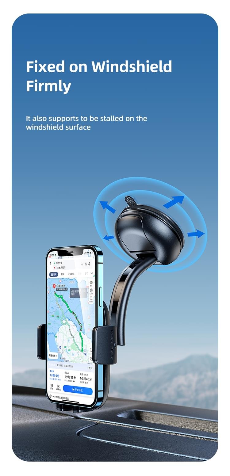 USAMS US-ZJ063 Car Dashboard Windshield Suction Cup Mobile Phone Holder Rotatable Bracket