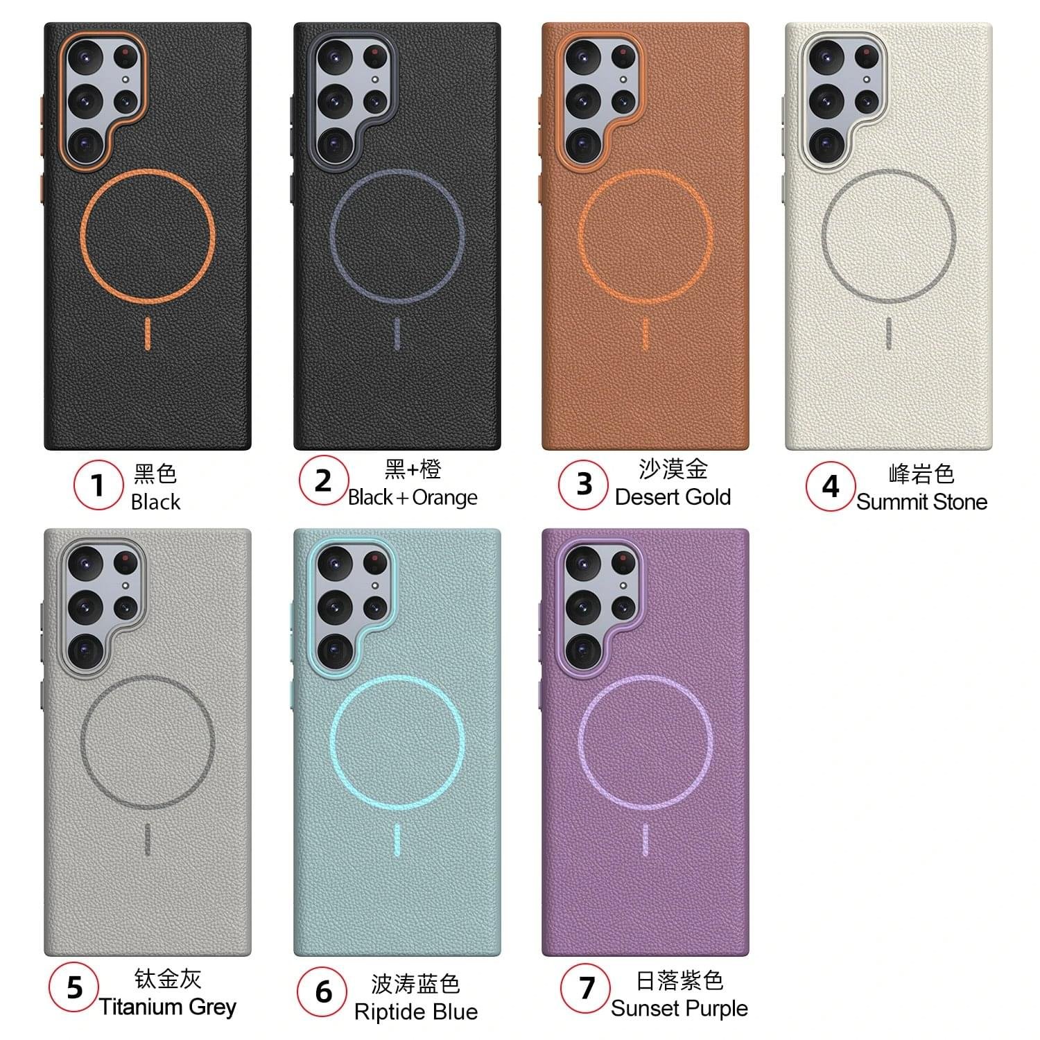 Luxury Premium Business Style Litchi Texture Magnetic Wireless Charging Phone Cover Case for Samsung Galaxy S Series