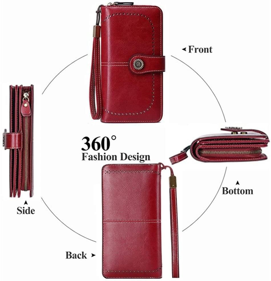 Luxury Premium High Quality RFID Anti-theft Leather Long Zipper Clutch Card Holder Female Purse - Image 27