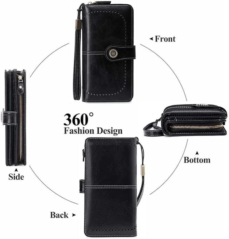 Luxury Premium High Quality RFID Anti-theft Leather Long Zipper Clutch Card Holder Female Purse - Image 32