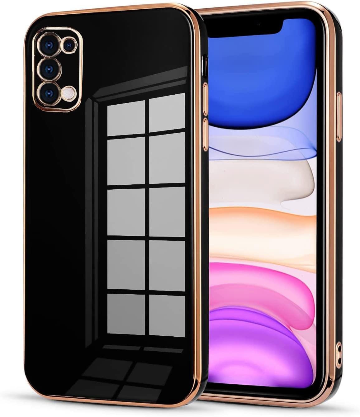 Luxury Premium Electroplated Gold Plated Case Cover and 3D Glass Protector For Oppo Reno 6 - Image 21