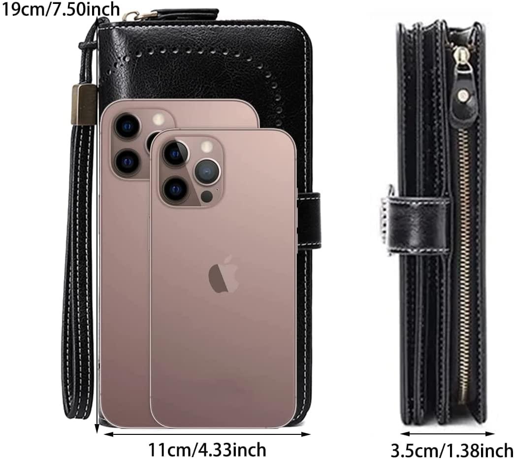 Luxury Premium High Quality RFID Anti-theft Leather Long Zipper Clutch Card Holder Female Purse - Image 31