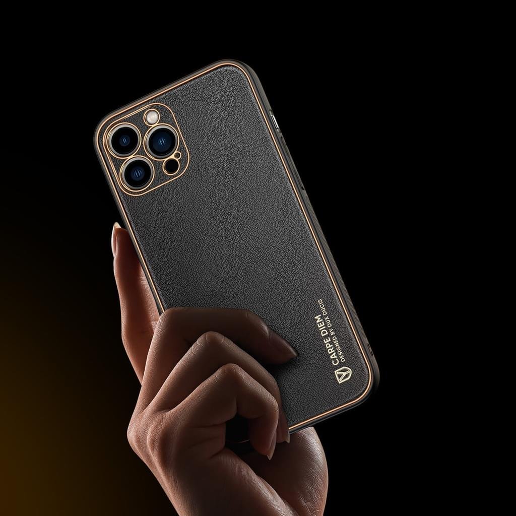 Dux Ducis Yolo Leather Electroplated Case Cover and 3D Glass Protector for iPhone 15 pro/15 Pro Max - Image 3