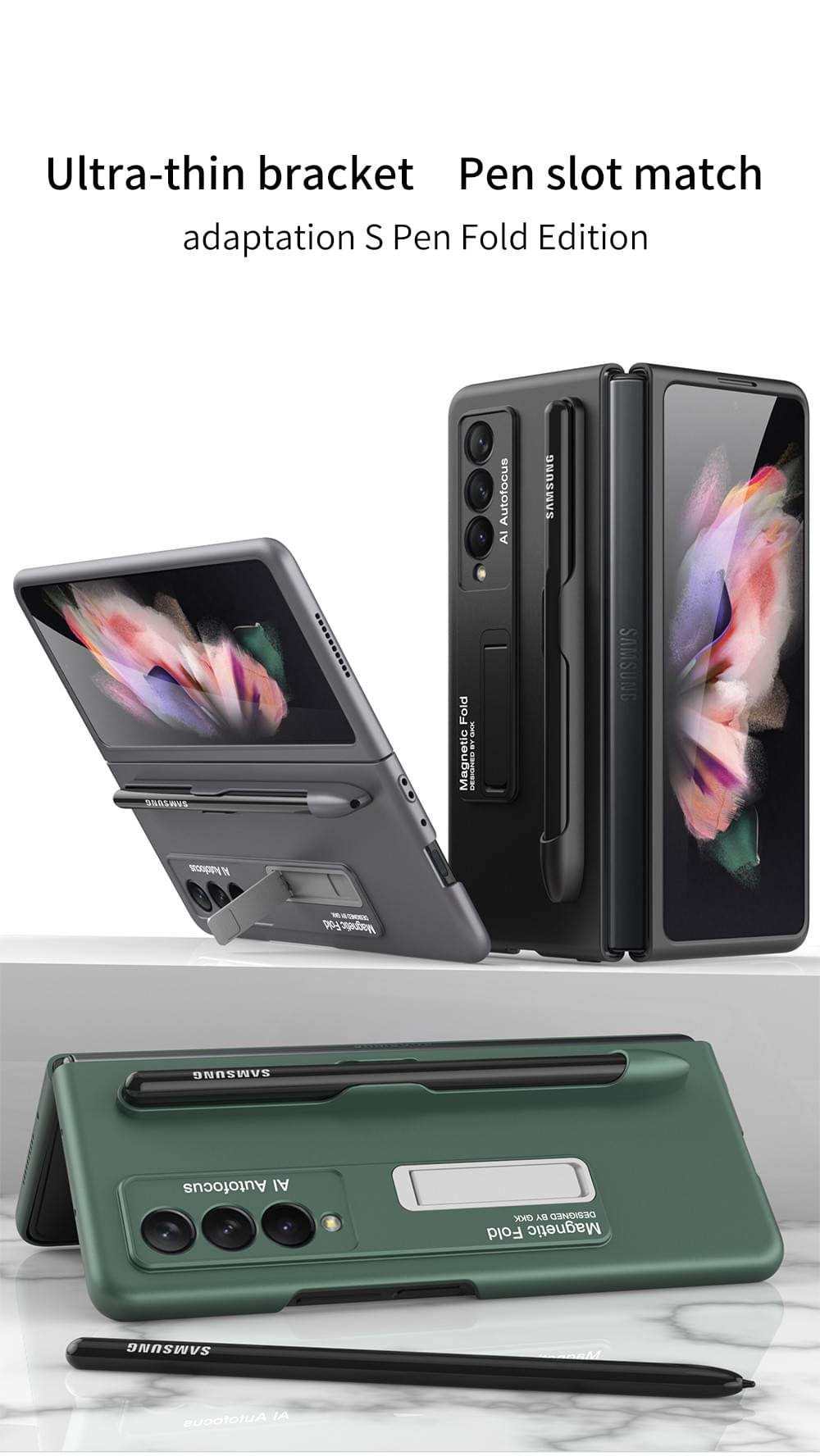 Luxury Premium Magnetic Pen Slot Hard Kickstand Protection Case Cover For Samsung Galaxy Z Fold Series - Image 13