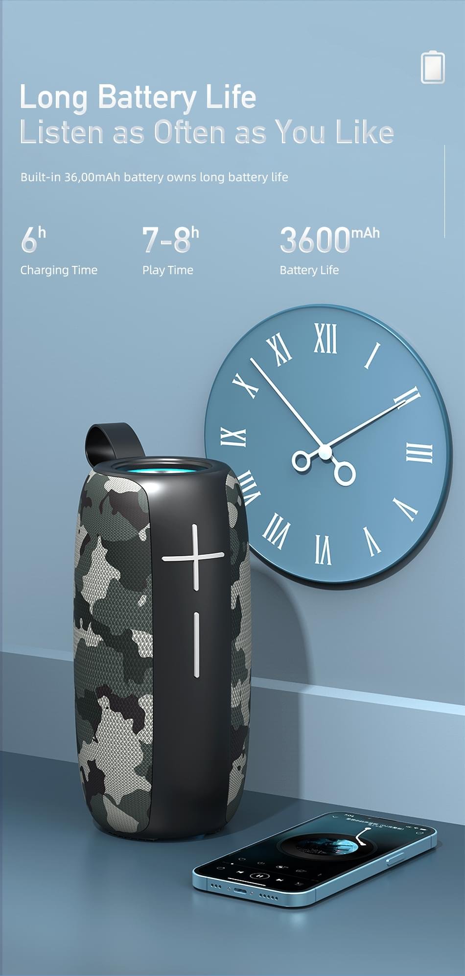 Awei Y885 Portable Outdoor Waterproof TWS Wireless Subwoofer Loudspeaker Bluetooth Speaker - Image 6