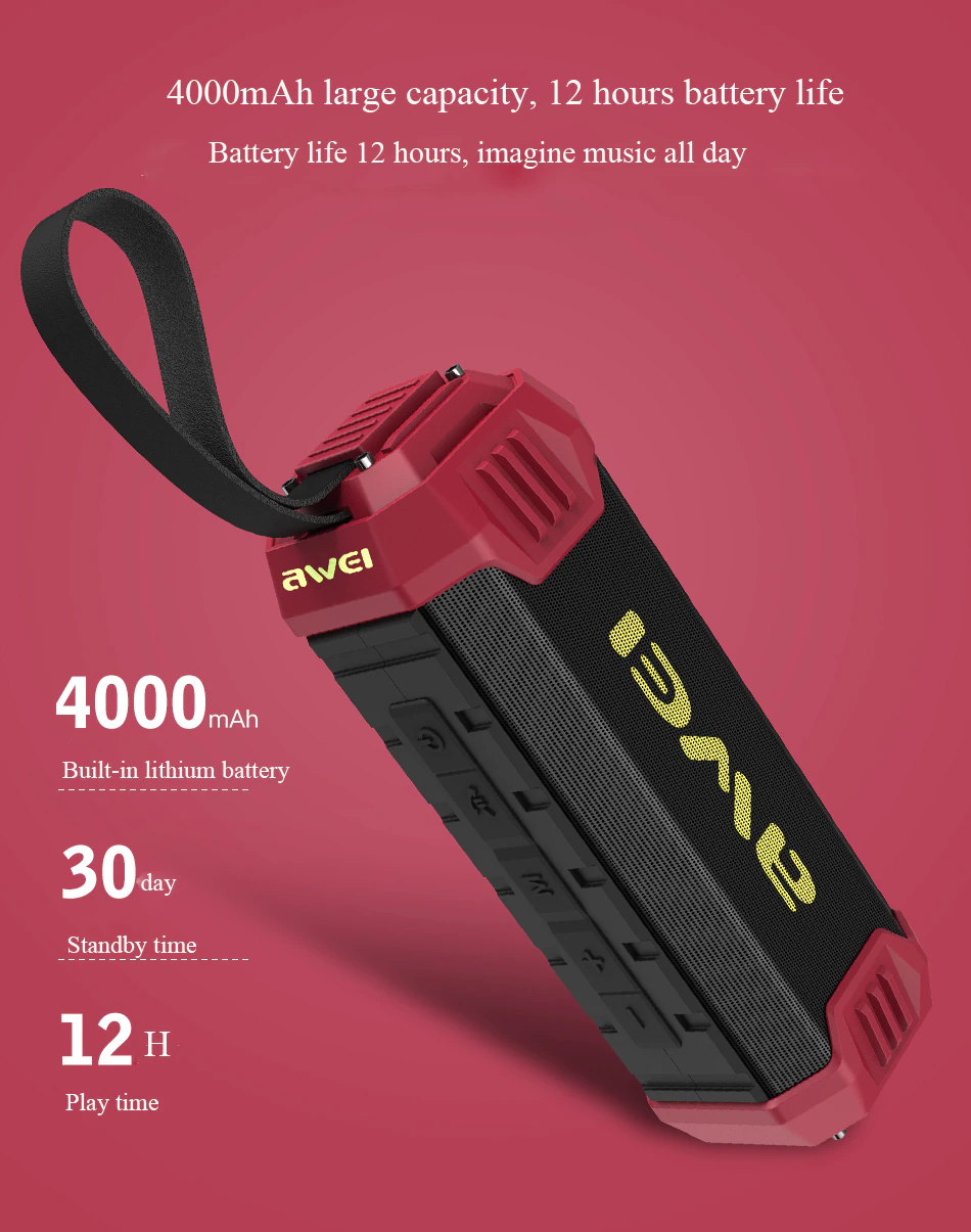 AWEI Y280 Waterproof Bluetooth Portable Outdoor wireless speaker Audio StereoTrack Sound box - Image 33