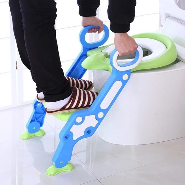 Folding Baby Potty Infant Kids Toilet Training Seat with 2 Adjustable Levels Ladder - Image 5