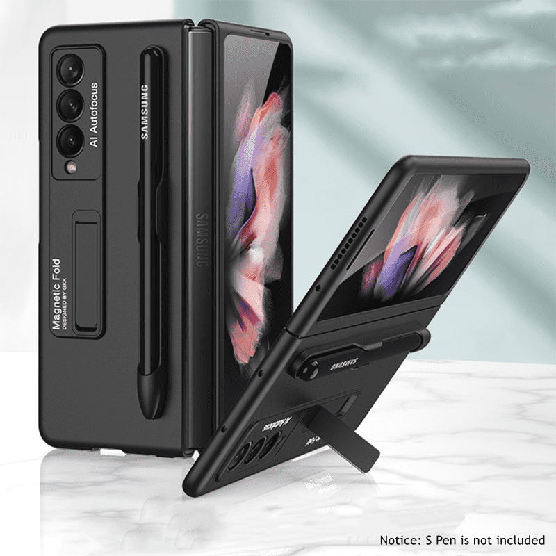 Luxury Premium Magnetic Pen Slot Hard Kickstand Protection Case Cover For Samsung Galaxy Z Fold Series - Image 12