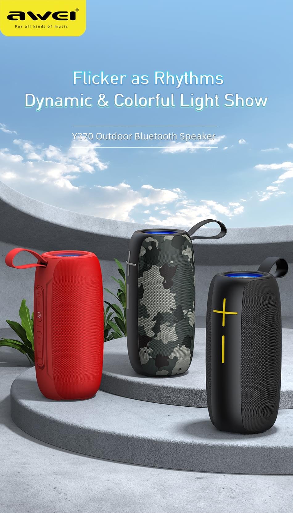 Awei Y885 Portable Outdoor Waterproof TWS Wireless Subwoofer Loudspeaker Bluetooth Speaker - Image 2