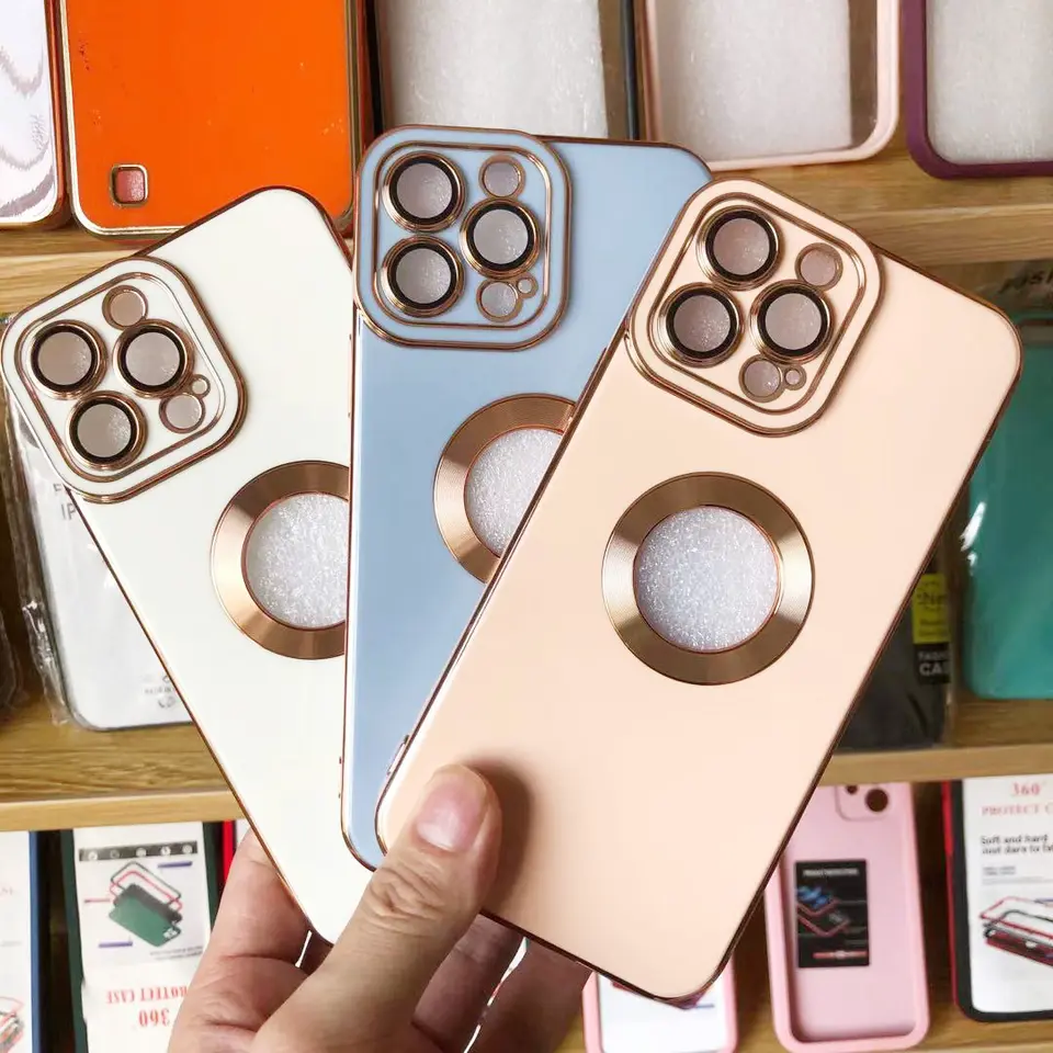 Luxury Soft Electroplated Phone Mini Hollow Out Silicone Case Cover and 3D Glass Protector For iPhone 13 and 14 Series - Image 22