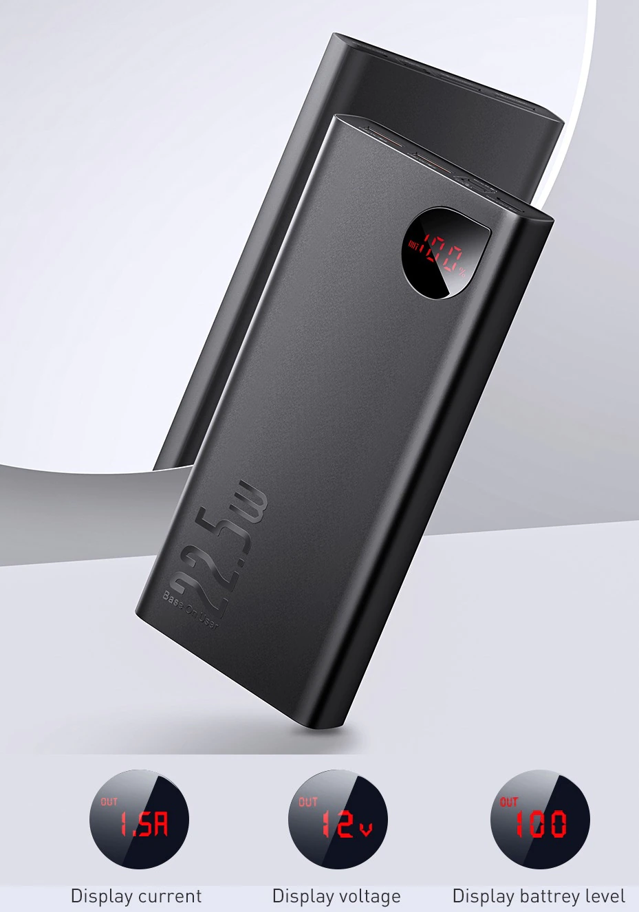Baseus 22.5W Power Bank 20000mAh Portable Fast Charging Powerbank Type C PD Quick Charge Poverbank - Image 2